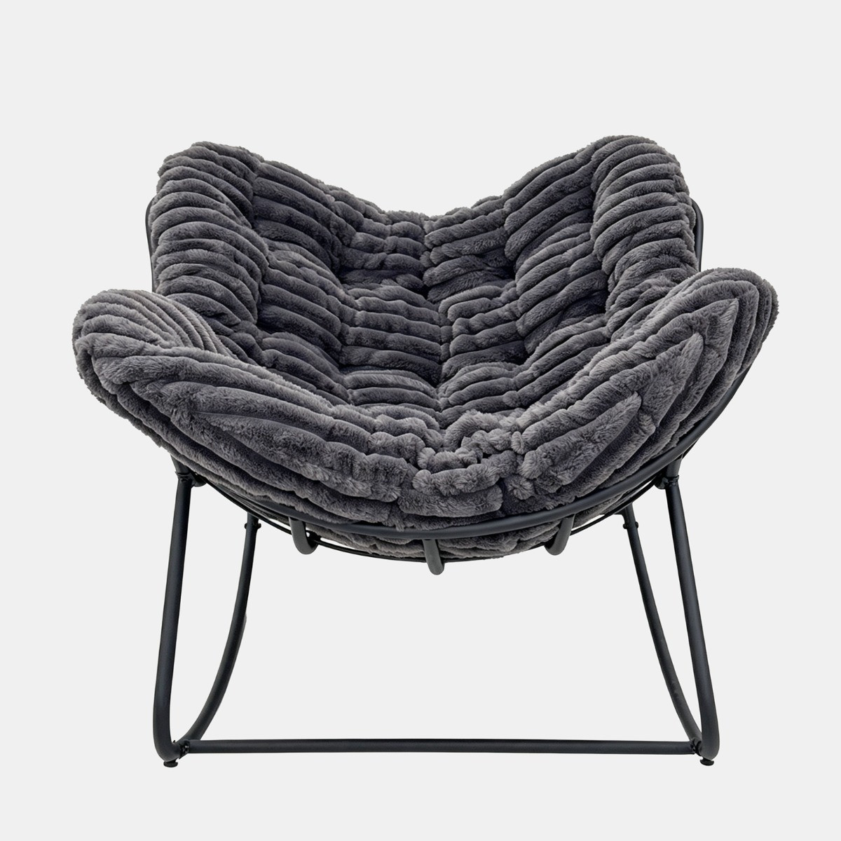 OHS Ribbed Faux Fur Rocking Chair - Charcoal>