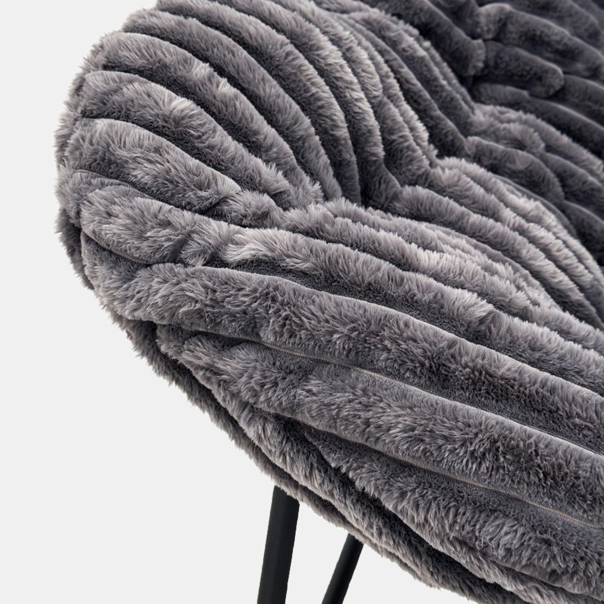 OHS Ribbed Faux Fur Rocking Chair - Charcoal>