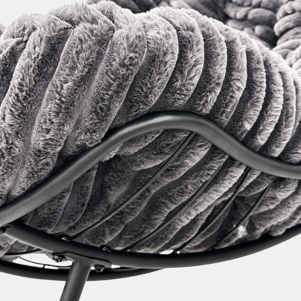 OHS Ribbed Faux Fur Rocking Chair - Charcoal>