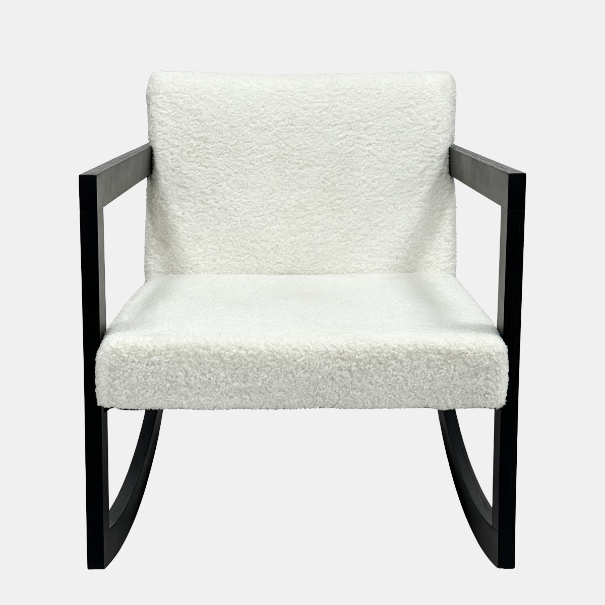 OHS Wood Frame Boucle Rocking Chair - Cream/Black>