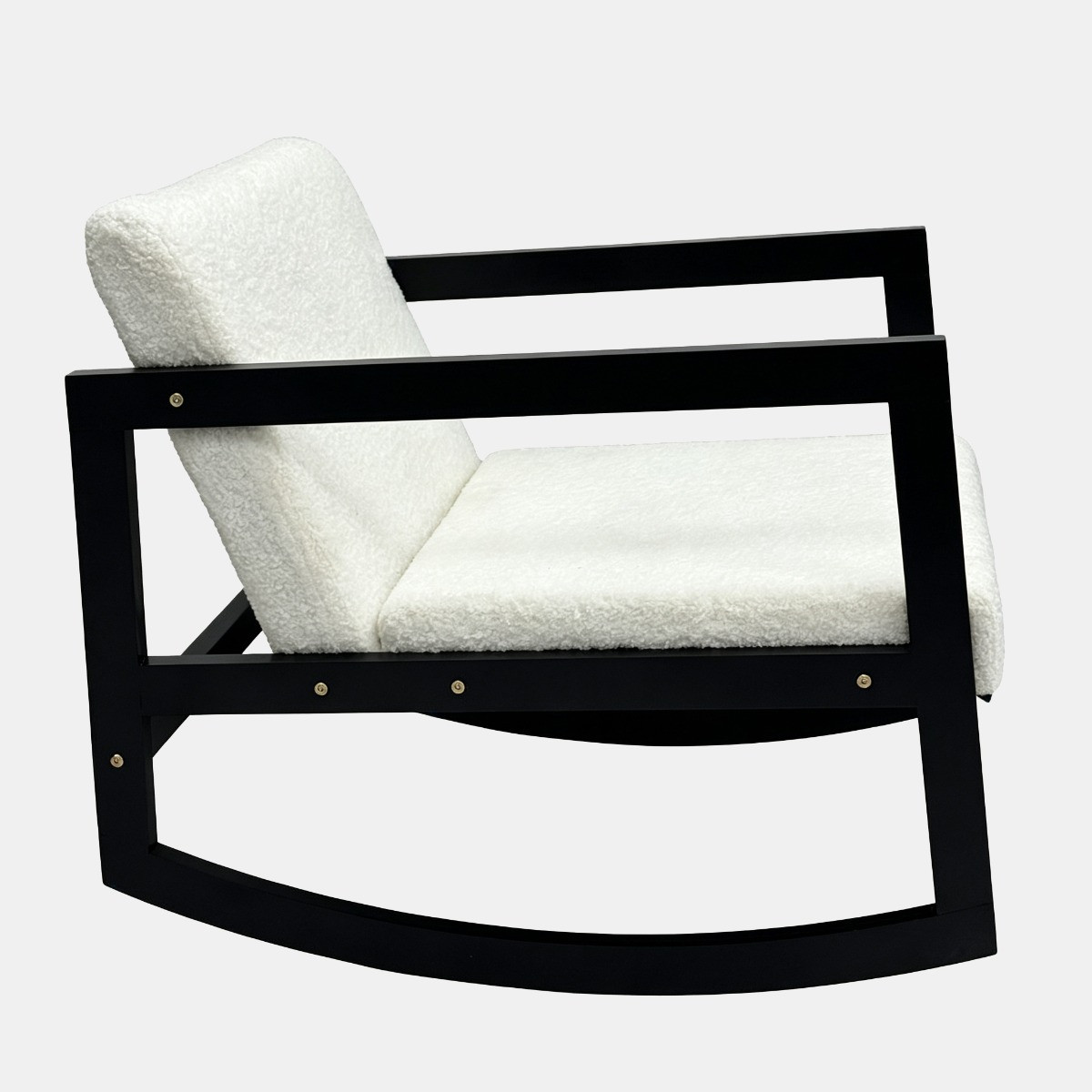 OHS Wood Frame Boucle Rocking Chair - Cream/Black>