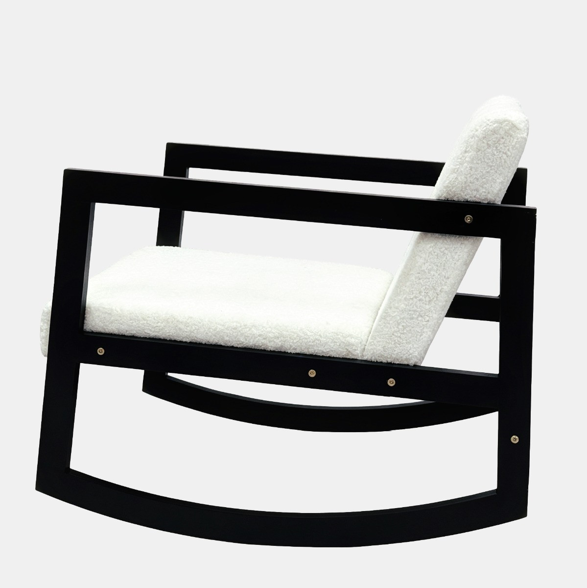 OHS Wood Frame Boucle Rocking Chair - Cream/Black>