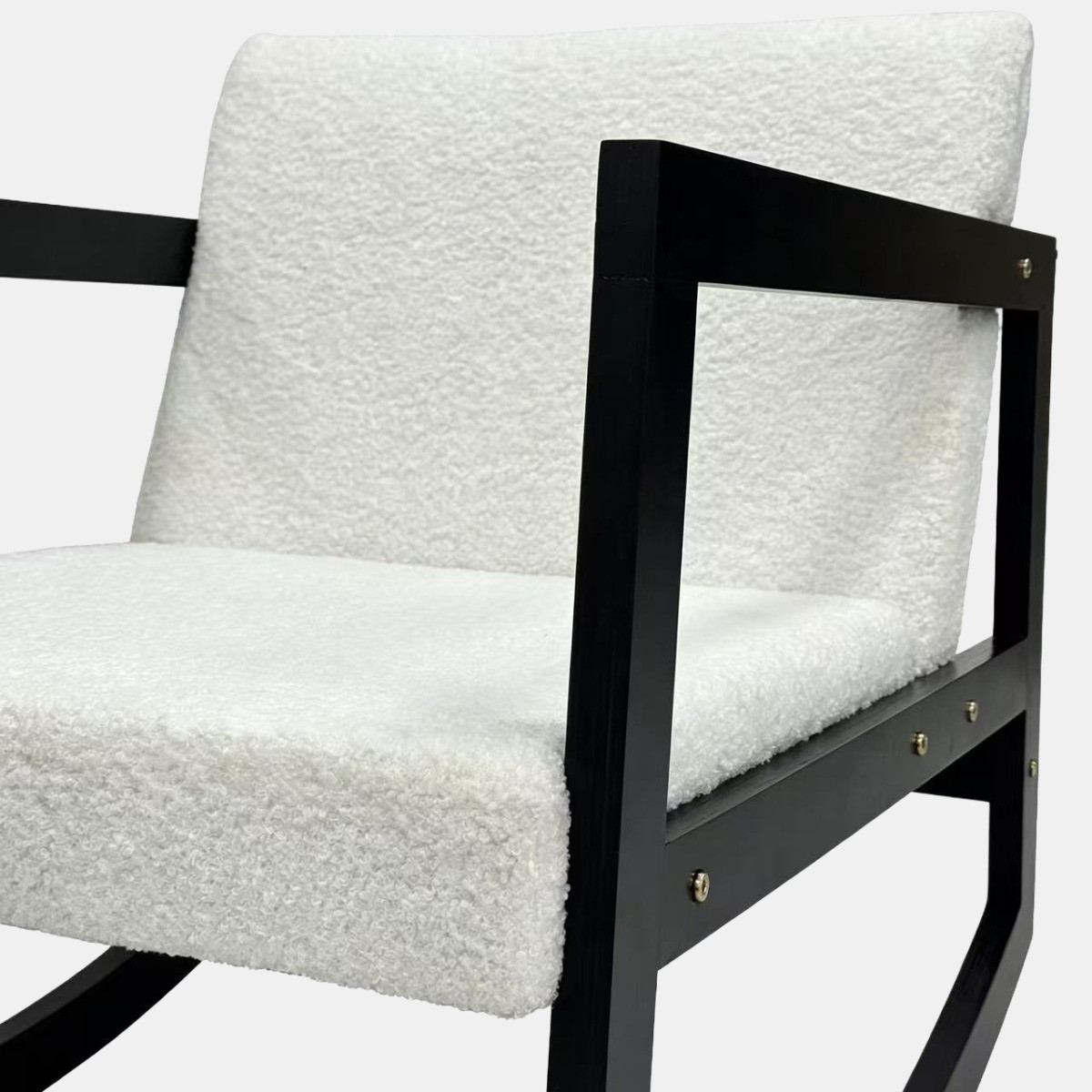 OHS Wood Frame Boucle Rocking Chair - Cream/Black>