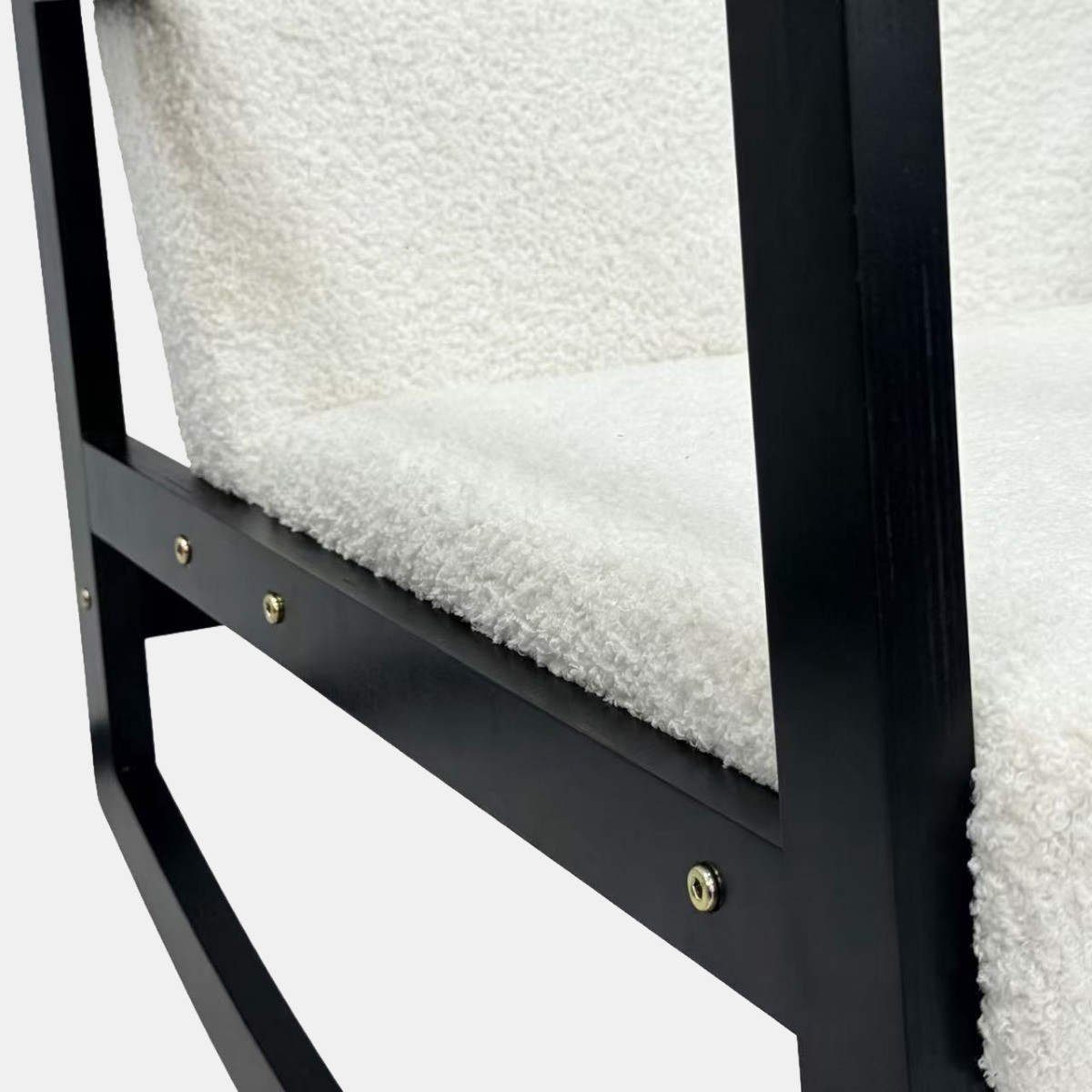 OHS Wood Frame Boucle Rocking Chair - Cream/Black>