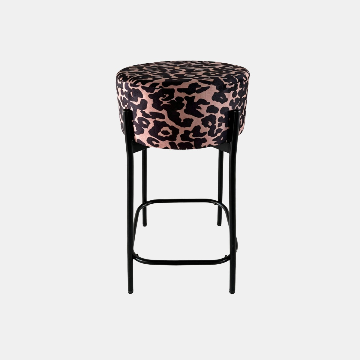 OHS Leopard Print Boucle Bar Stool - Black>