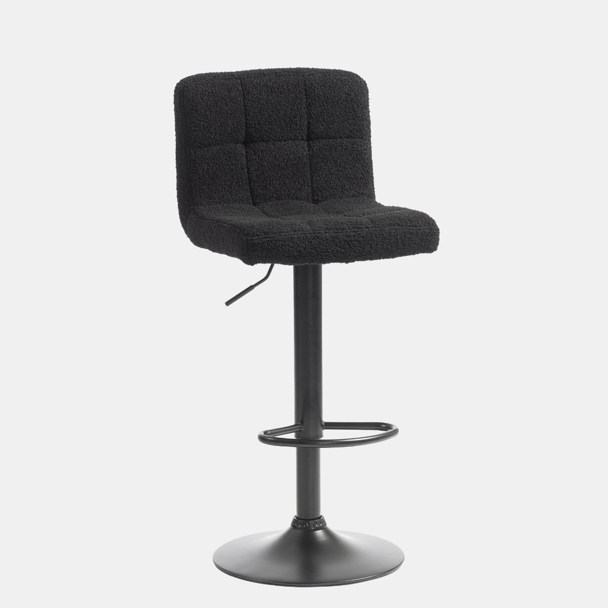OHS Set of 2 Adjustable Boucle Bar Stools - Black>
