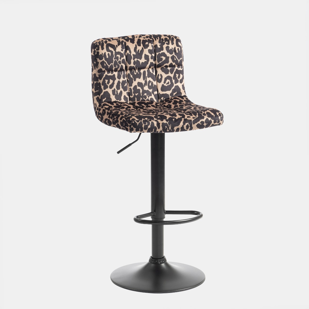 OHS Set of 2 Leopard Print Adjustable Velvet Bar Stools - Natural>
