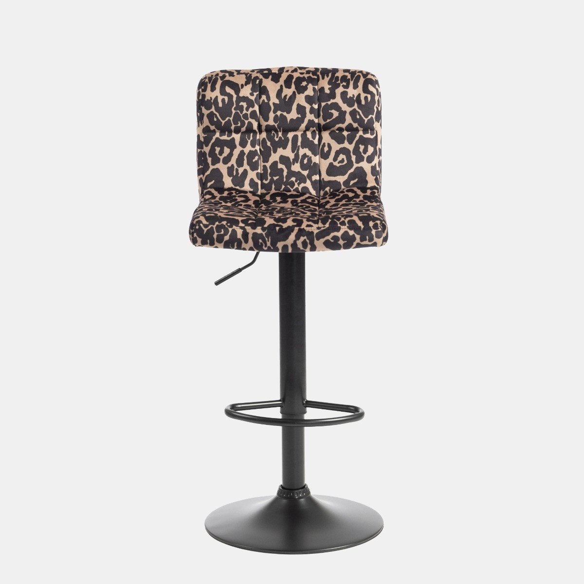 OHS Set of 2 Leopard Print Adjustable Velvet Bar Stools - Natural>