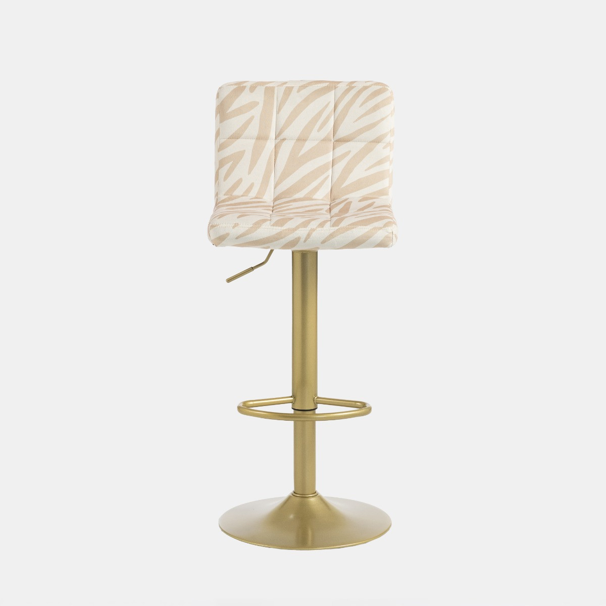 OHS Set of 2 Zebra Print Adjustable Velvet Bar Stools - Natural/Gold>