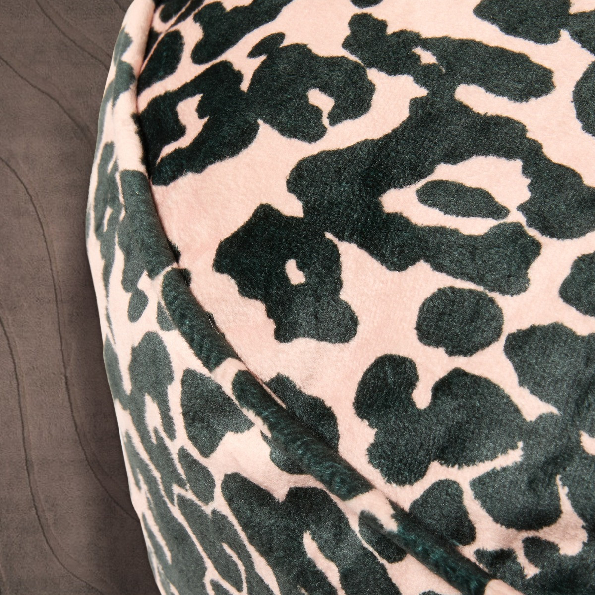 OHS Leopard Print Matte Velvet Footstool - Natural>