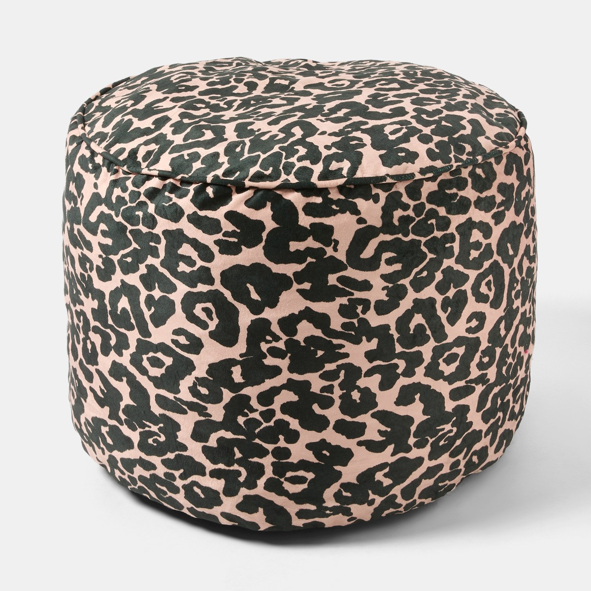 OHS Leopard Print Matte Velvet Footstool - Natural>