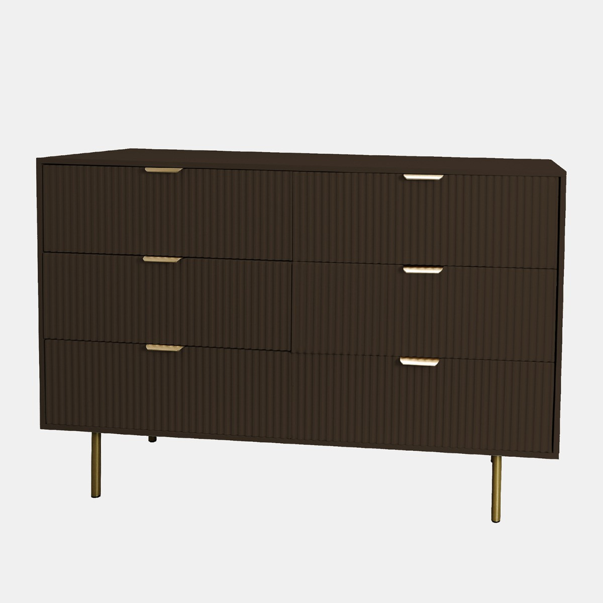 OHS Ribbed 6-Drawer Unit - Coffee>