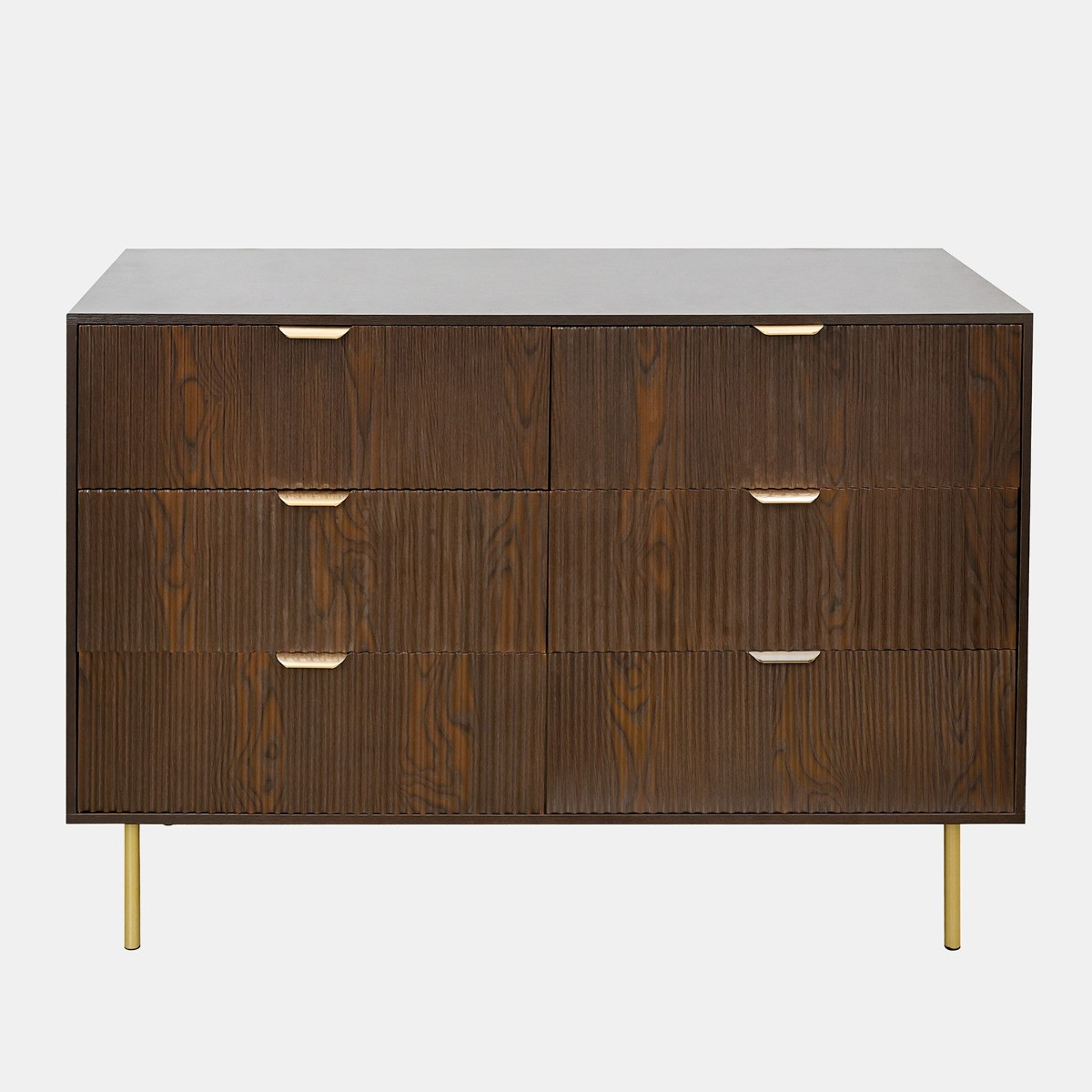 OHS Ribbed 6-Drawer Unit - Dark Wood>