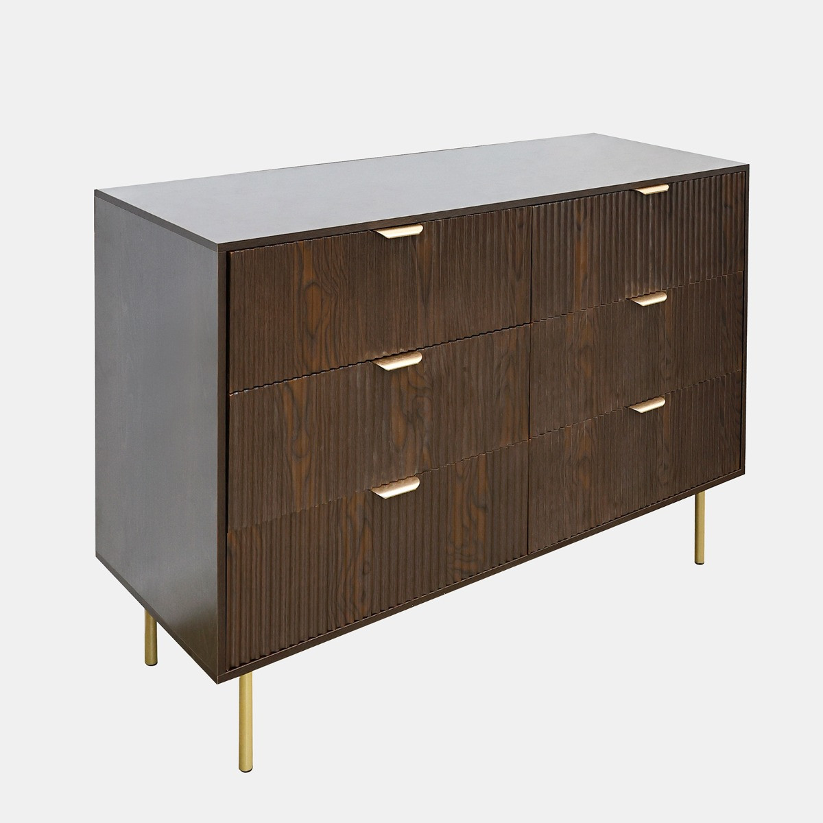 OHS Ribbed 6-Drawer Unit - Dark Wood>