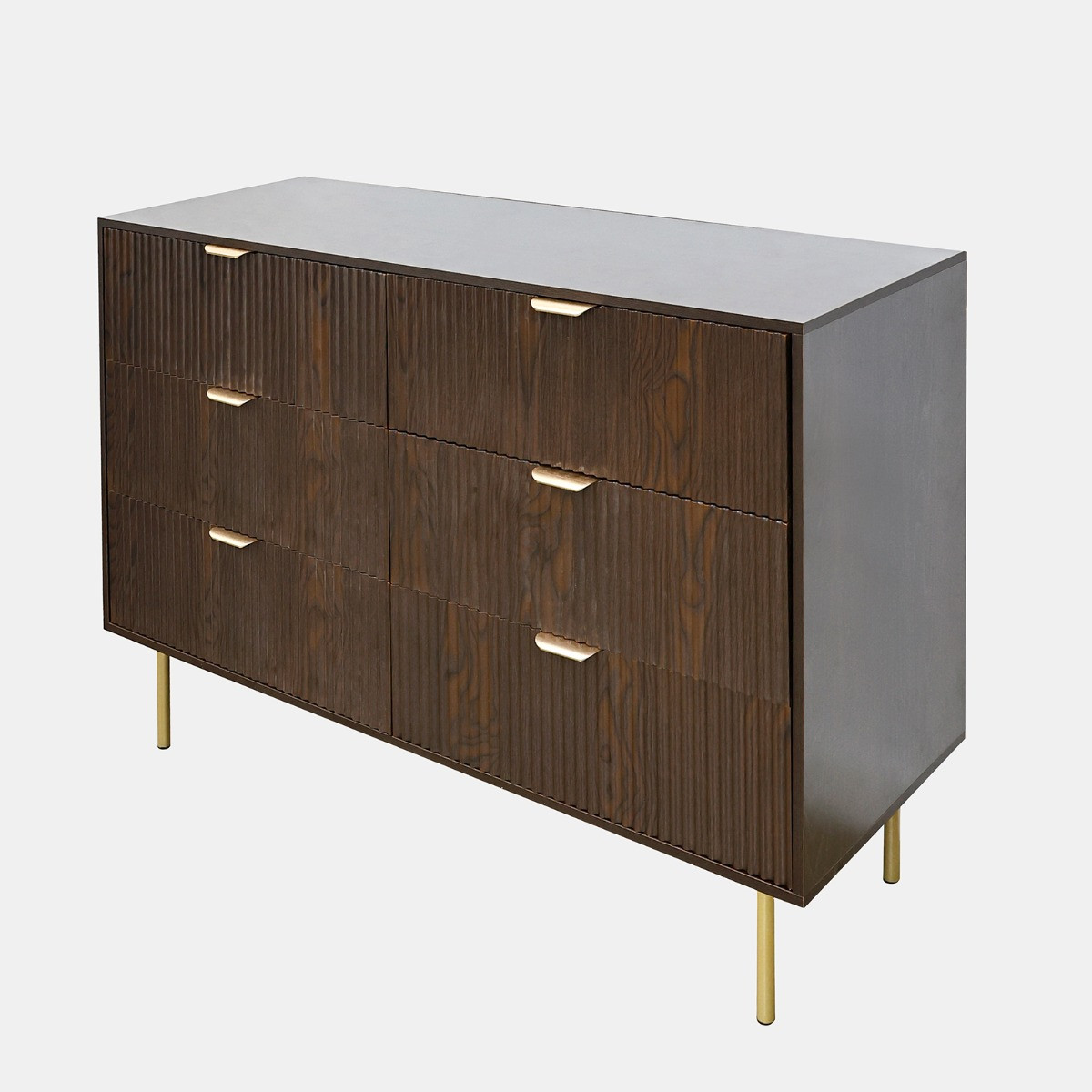 OHS Ribbed 6-Drawer Unit - Dark Wood>