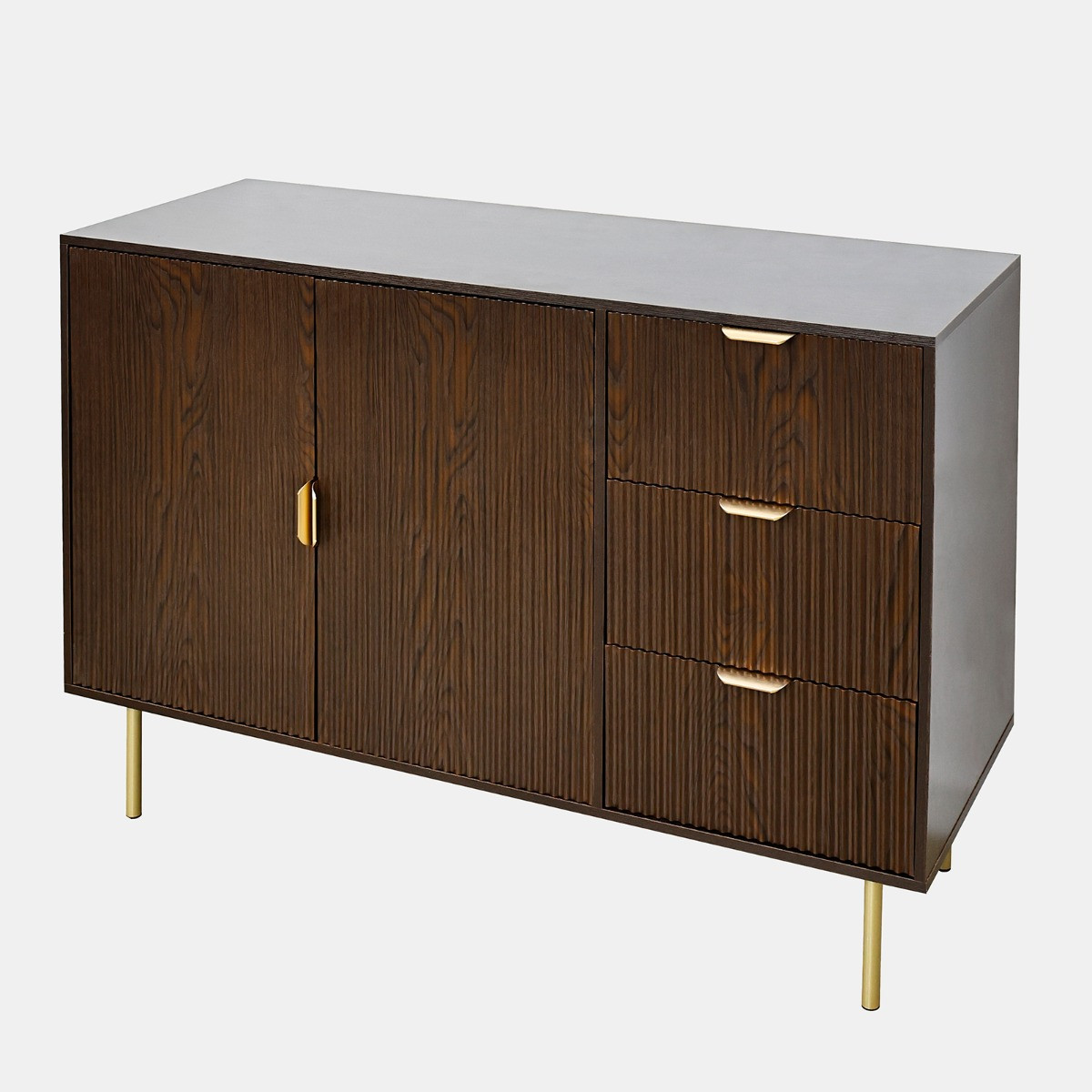OHS Ribbed Sideboard - Dark Wood>