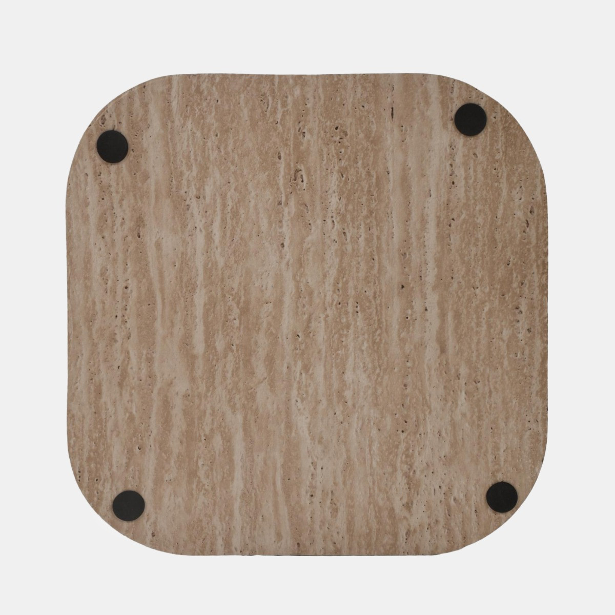 OHS Set of 2 Travertine Effect Square Side Tables - Cream>
