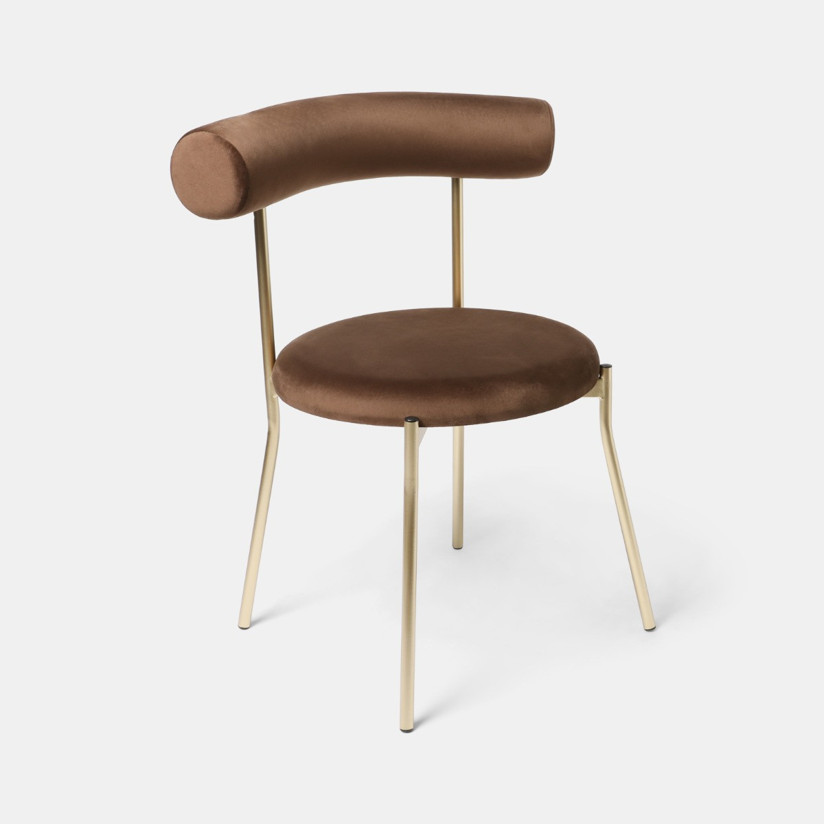 OHS Velvet Dining Chair - Coffee/Gold>