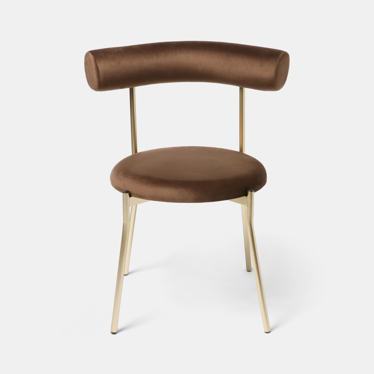 OHS Velvet Dining Chair - Coffee/Gold>