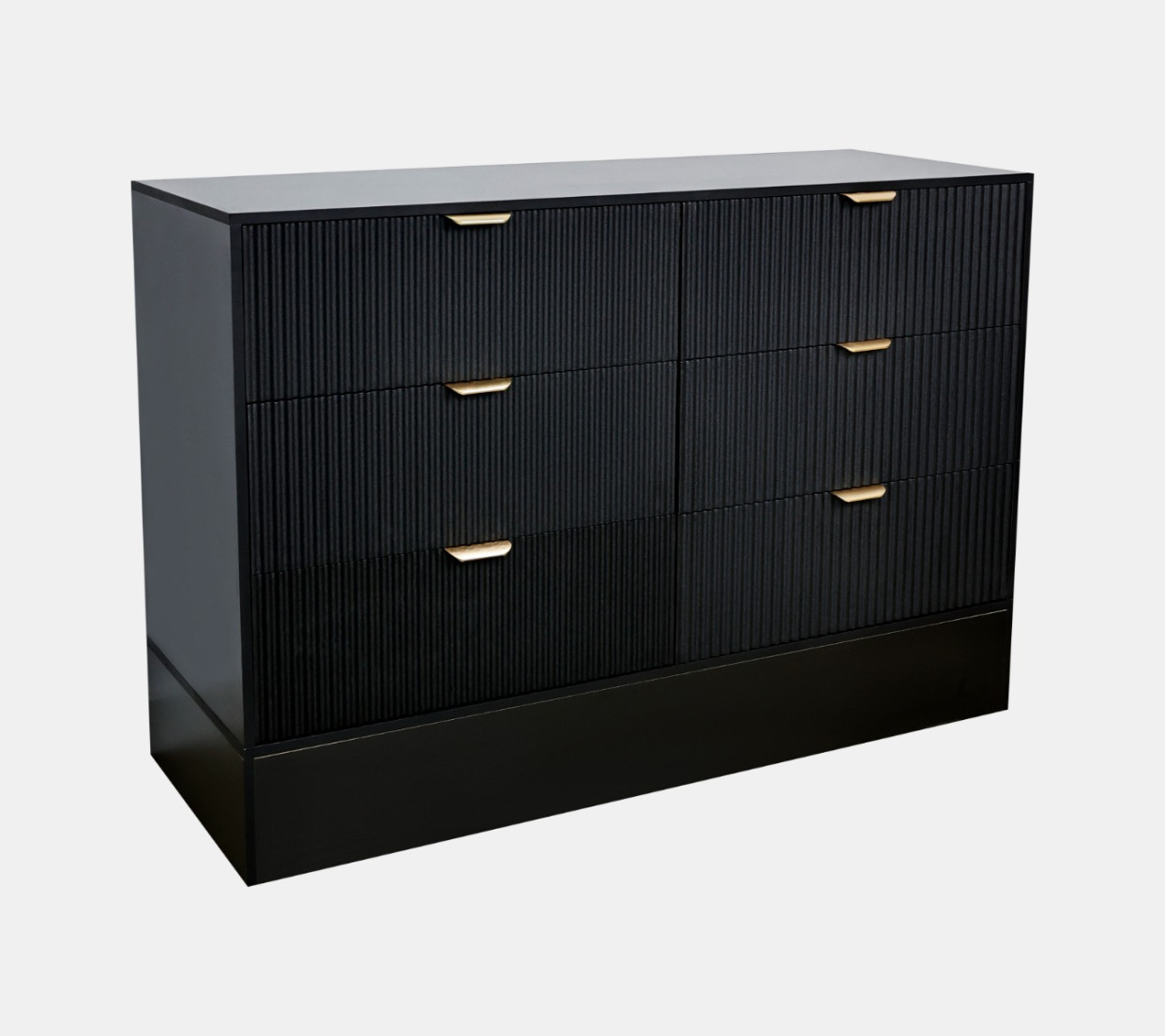OHS Solid Ribbed 6-Drawer Unit - Black>