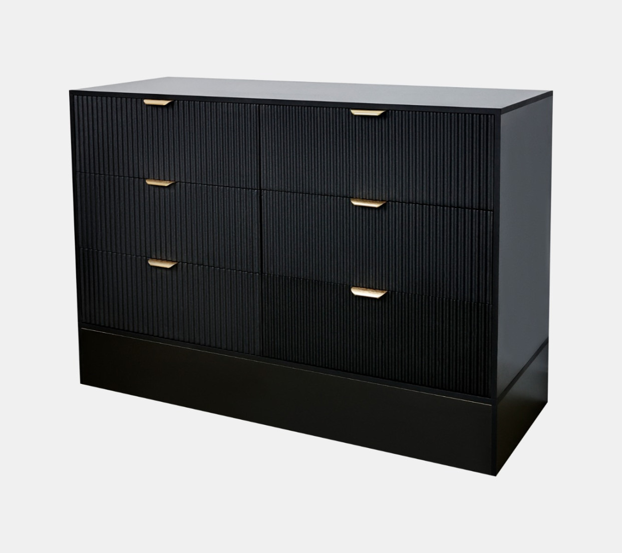 OHS Solid Ribbed 6-Drawer Unit - Black>