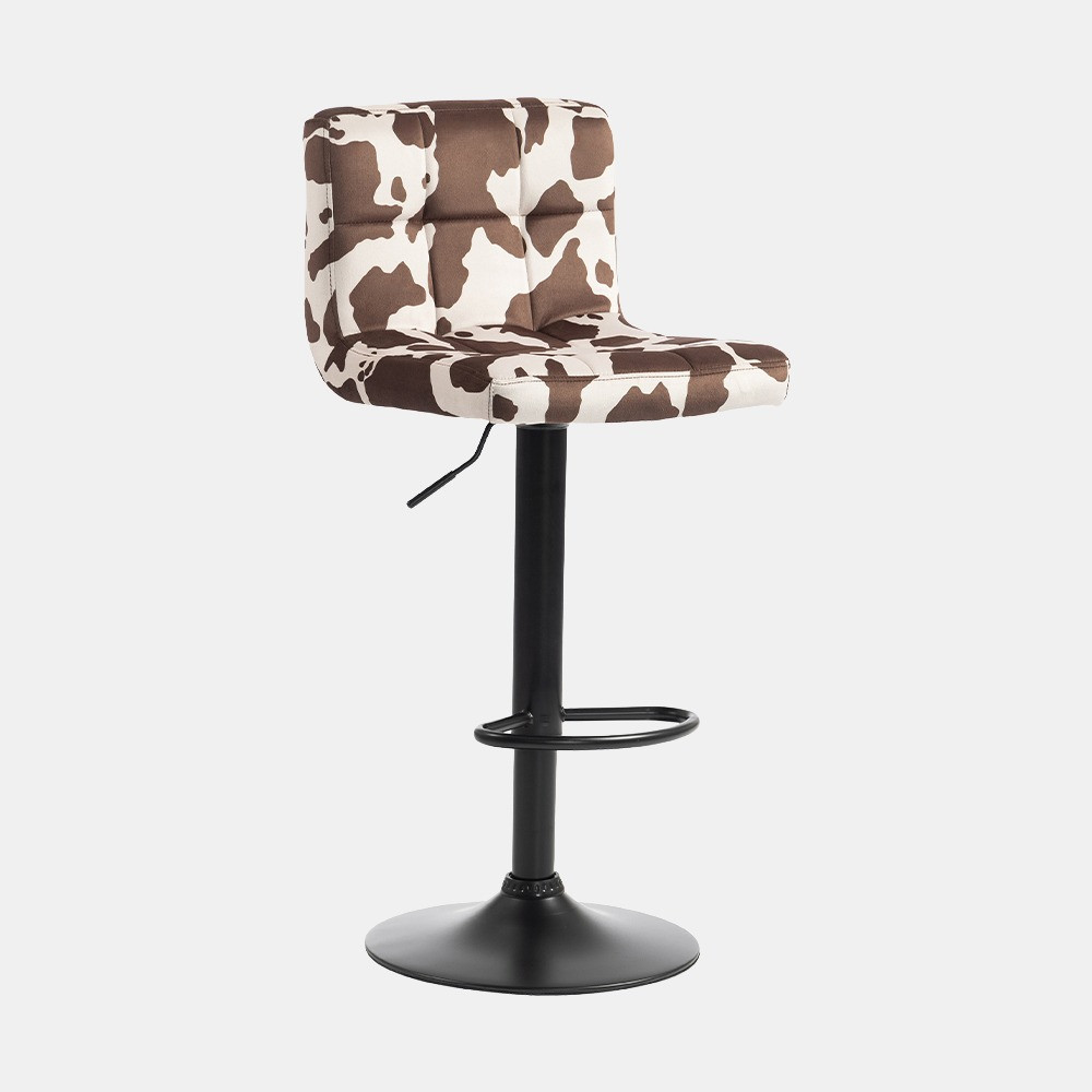 OHS Set of 2 Cow Print Adjustable Velvet Bar Stools - Brown/Black>