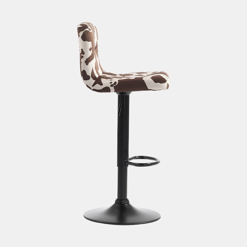 OHS Set of 2 Cow Print Adjustable Velvet Bar Stools - Brown/Black>