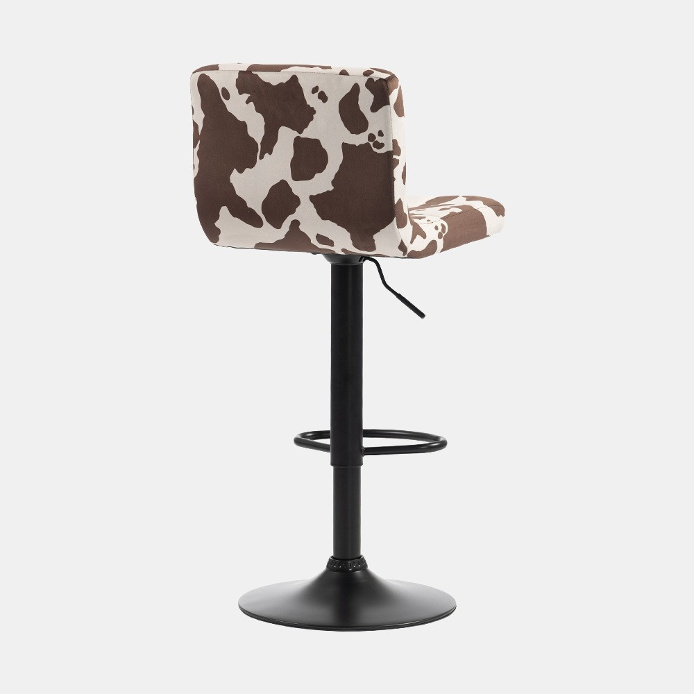 OHS Set of 2 Cow Print Adjustable Velvet Bar Stools - Brown/Black>