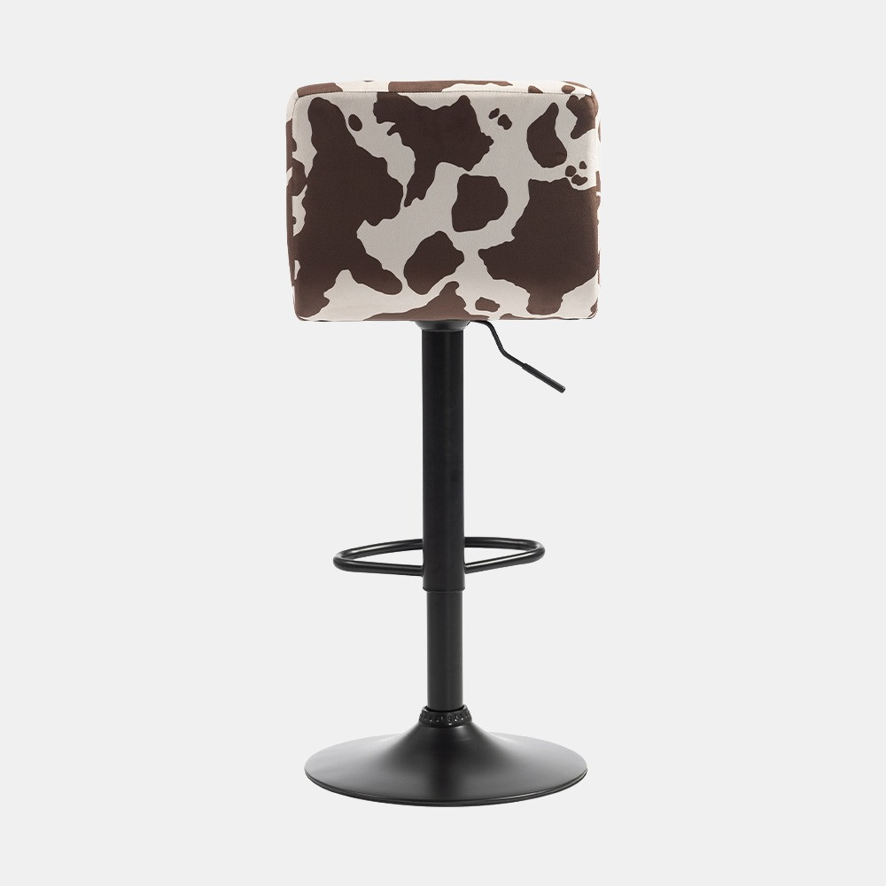 OHS Set of 2 Cow Print Adjustable Velvet Bar Stools - Brown/Black>