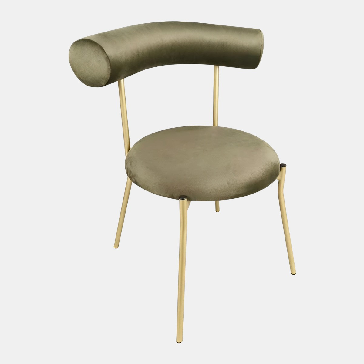 OHS Velvet Dining Chair - Olive Green/Gold>