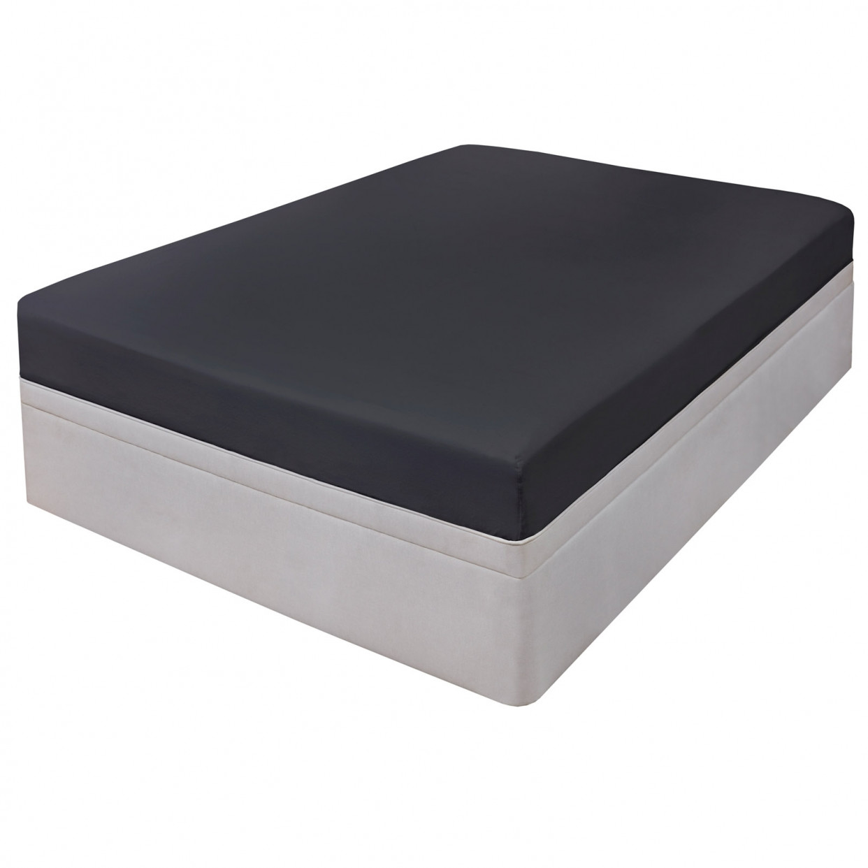 OHS 100% Cotton Fitted Bed Sheet, Plain Dye Charcoal Black - Double>