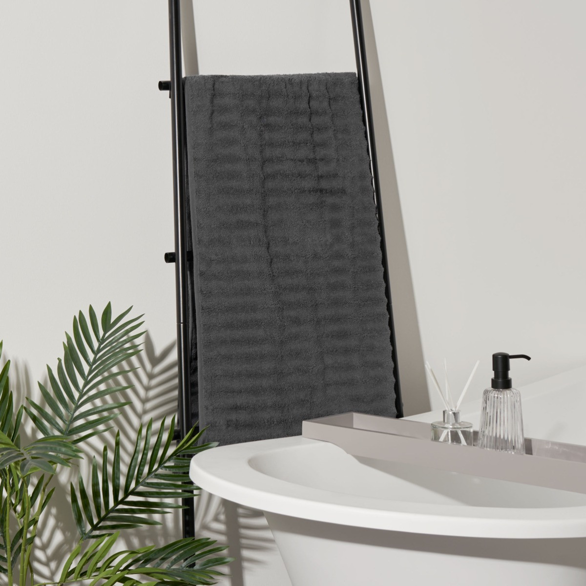 Highams 100 Cotton Jumbo Stripe Bath Sheet, Grey 1 Piece