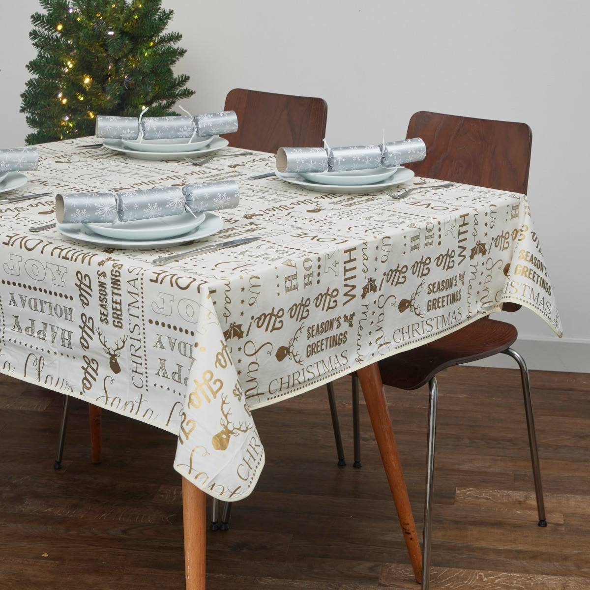 OHS Holiday Slogans Tablecloth - White>