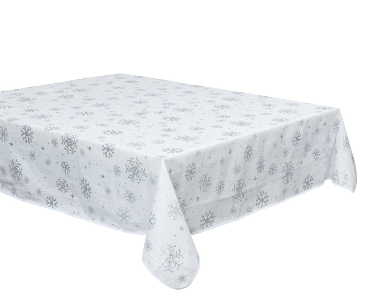 OHS Snowflake Print Tablecloth - White/Silver>