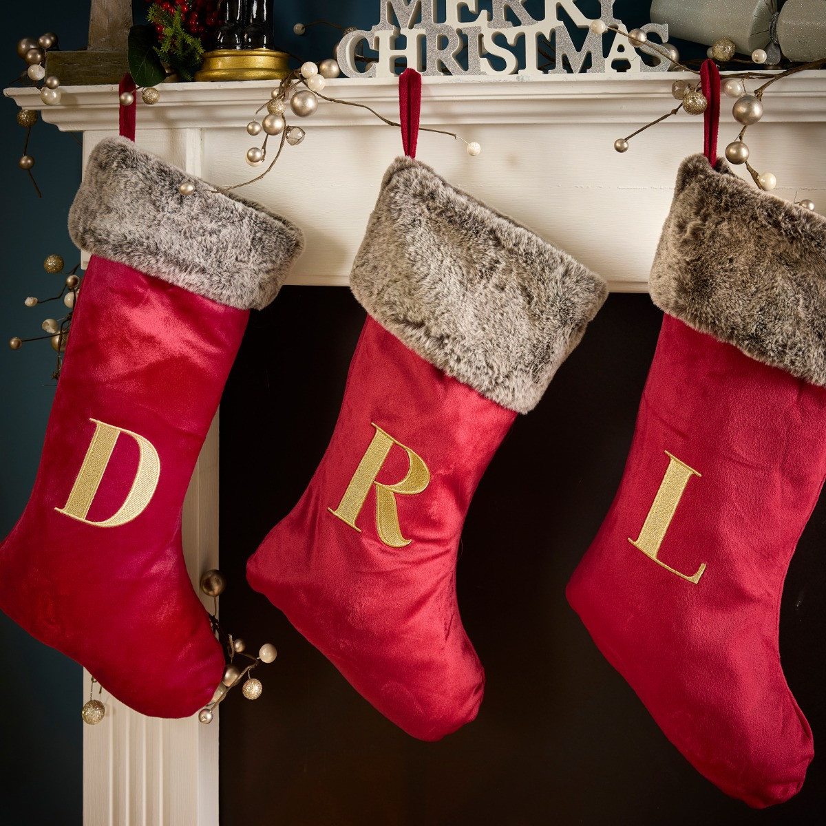 OHS Alphabet Stocking, J - Red>