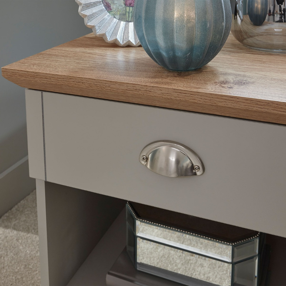 Kendal 1 Drawer Bedside Table - Grey>