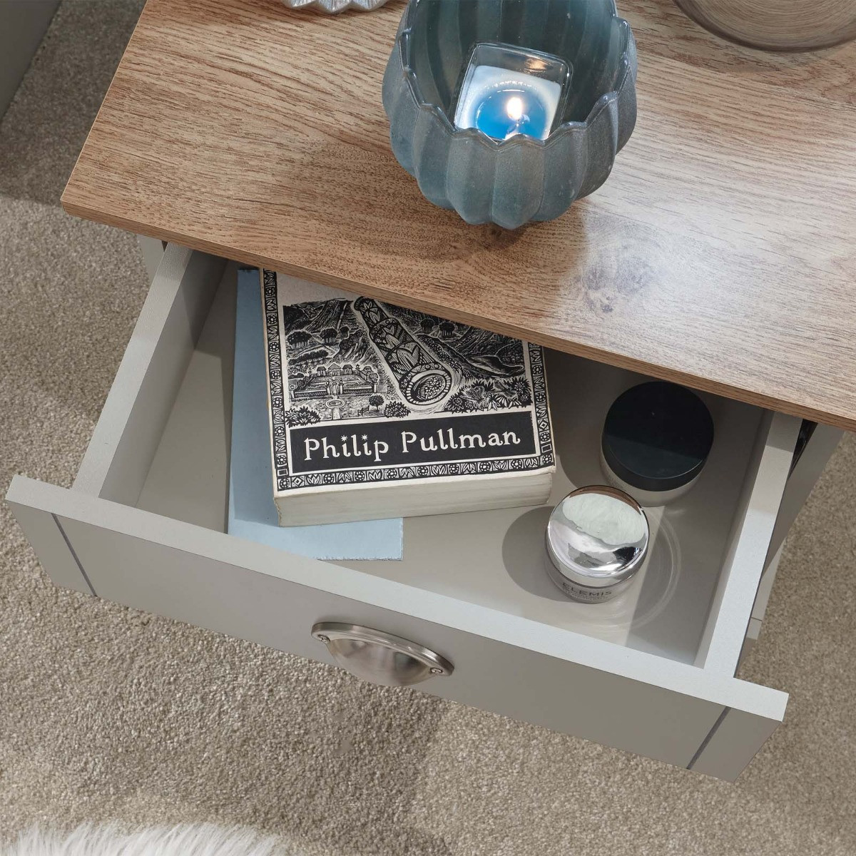 Kendal 1 Drawer Bedside Table - Grey>