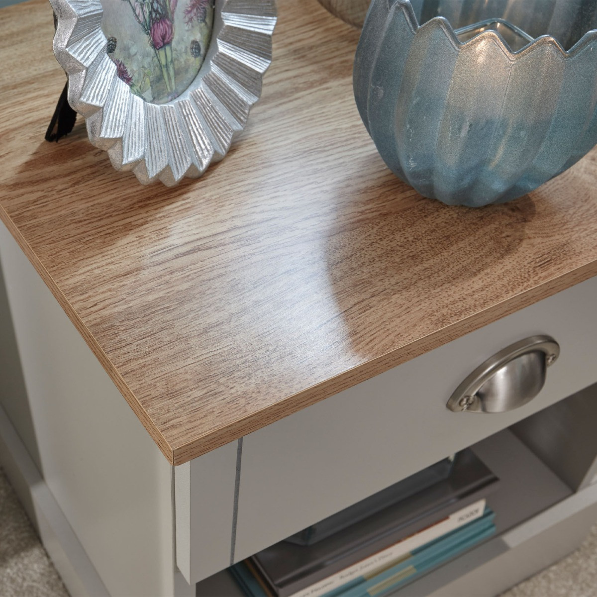 Kendal 1 Drawer Bedside Table - Grey>