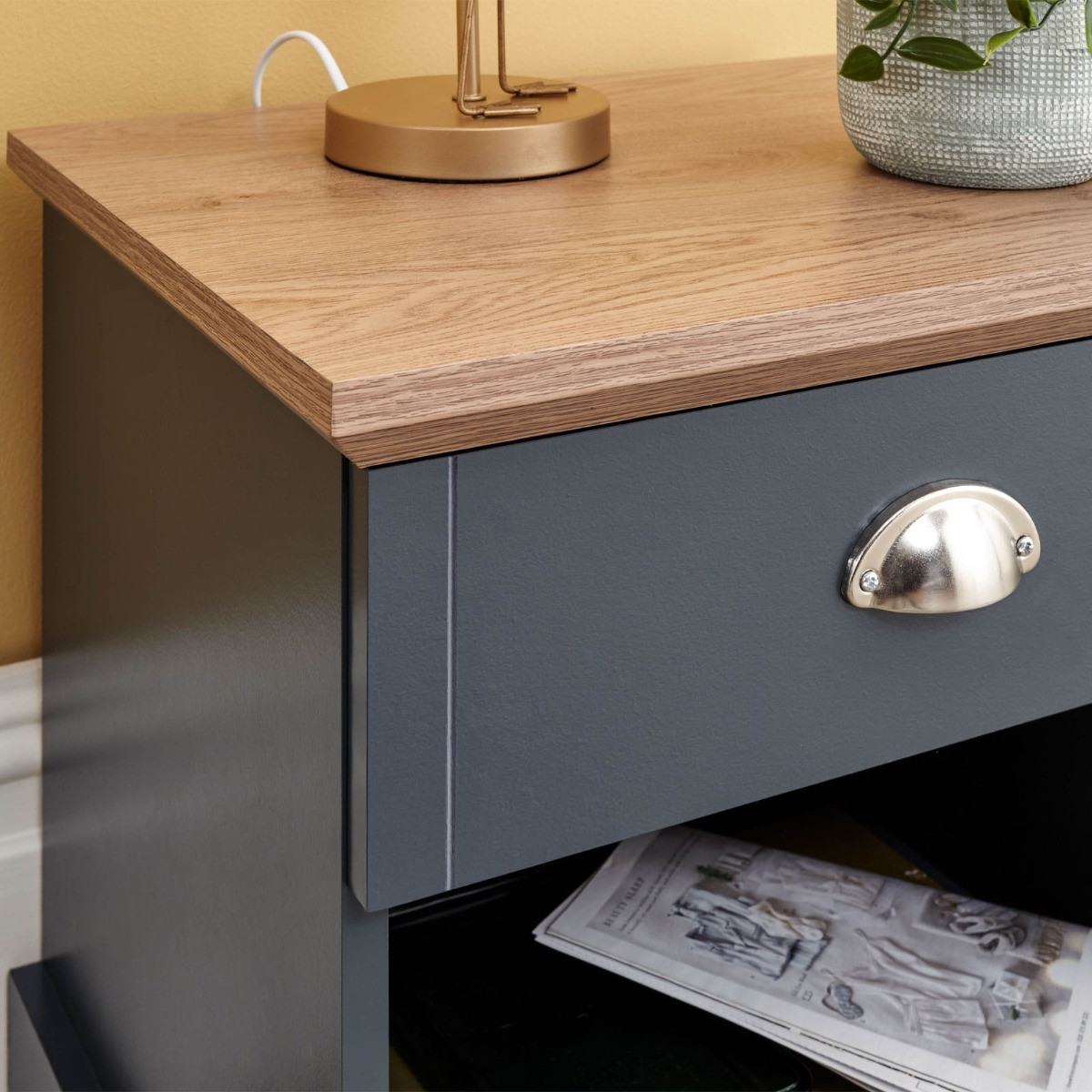 Kendal 1 Drawer Bedside Table - Slate Blue>