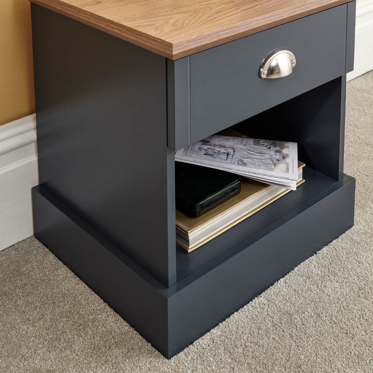 Kendal 1 Drawer Bedside Table - Slate Blue>