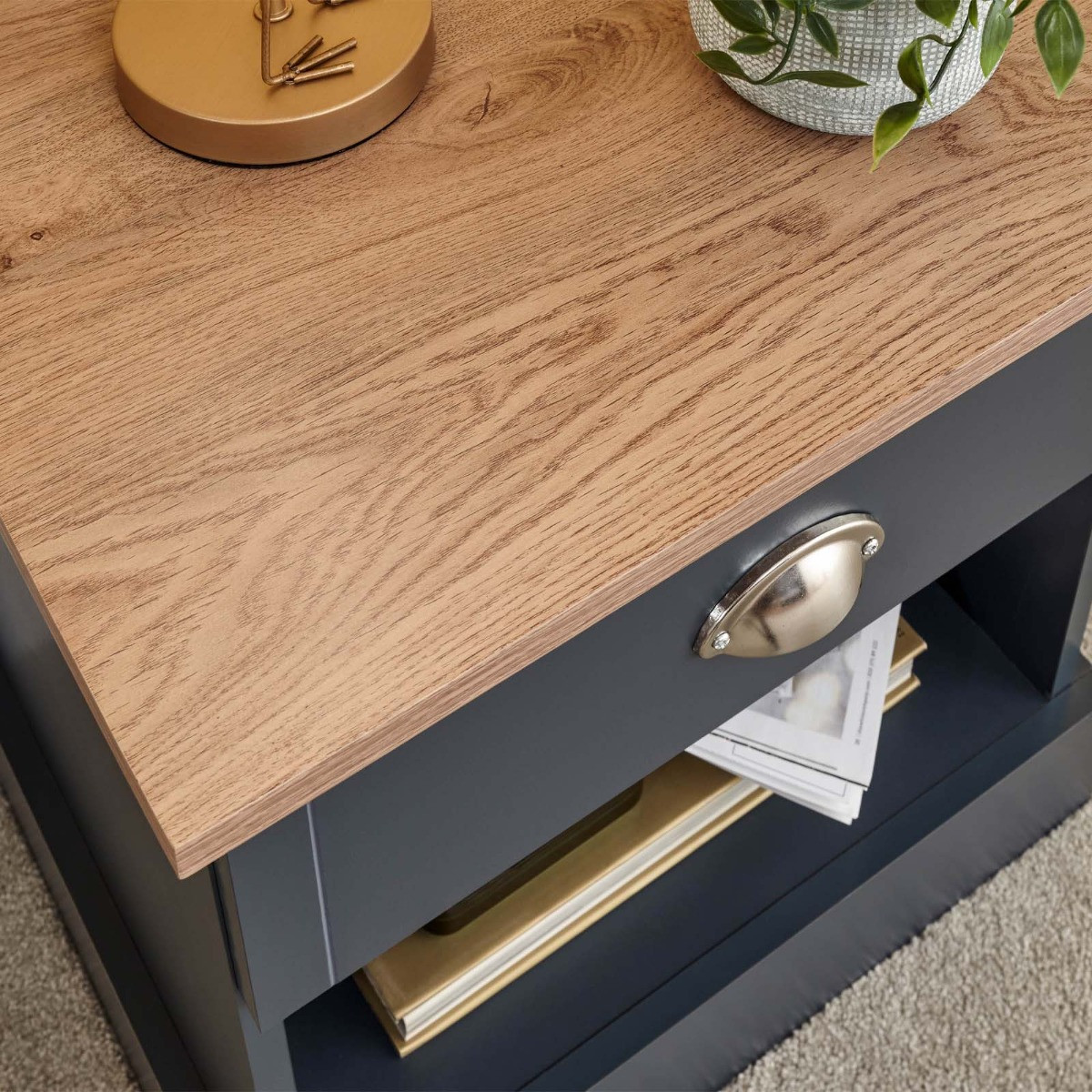 Kendal 1 Drawer Bedside Table - Slate Blue>