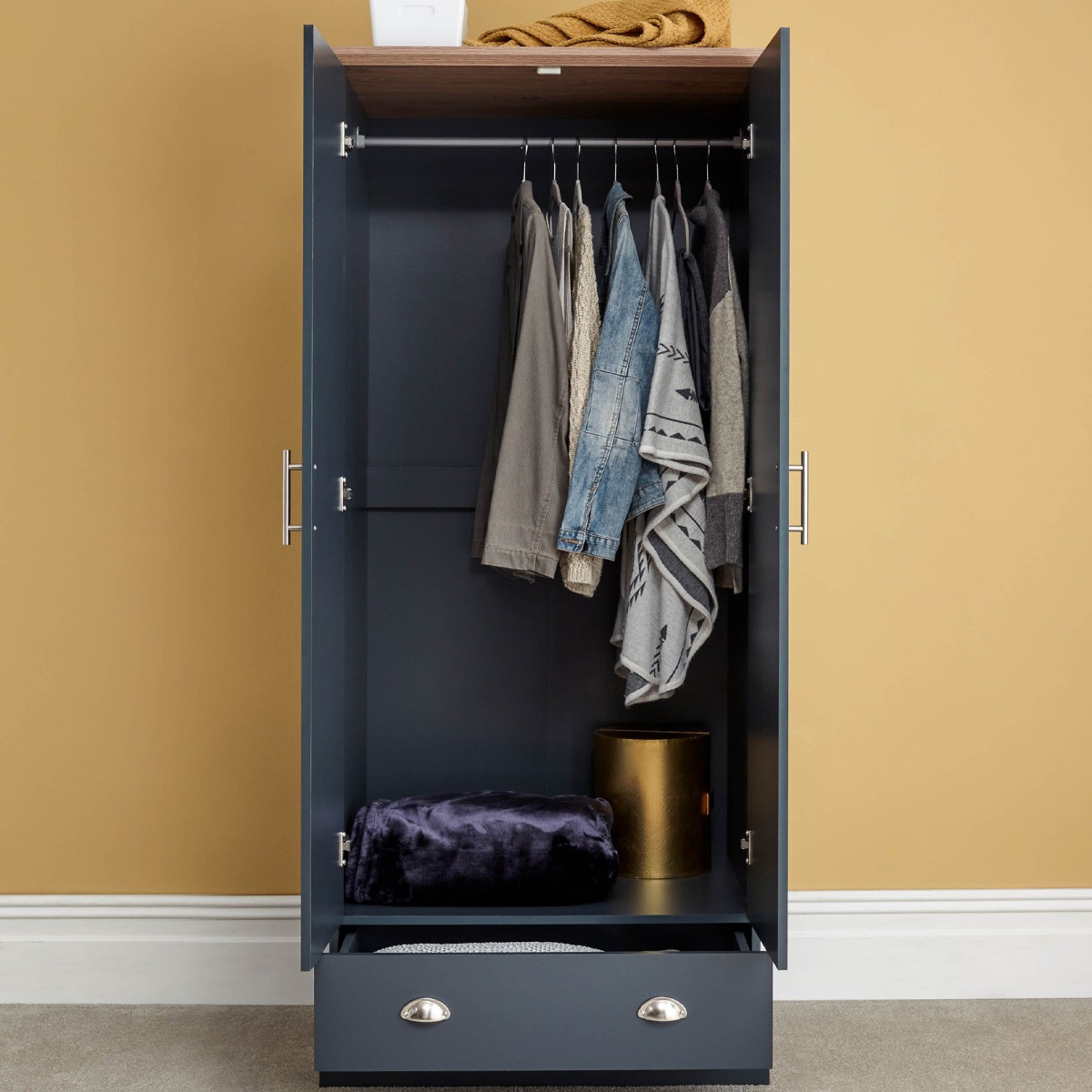 Kenda 2-Door 1-Drawer Wardrobe - Slate Blue>
