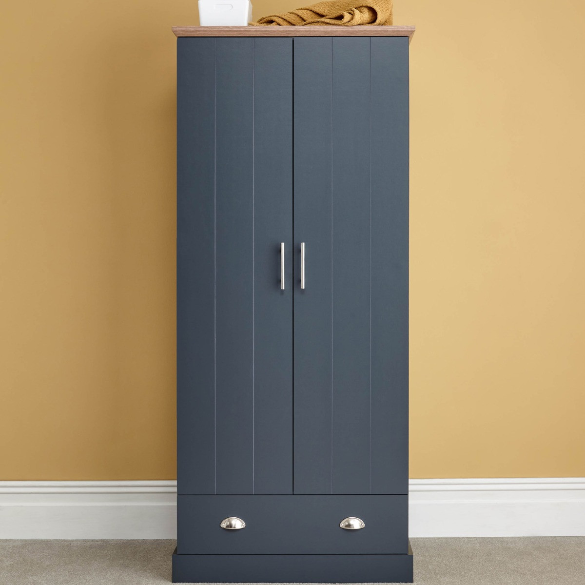 Kenda 2-Door 1-Drawer Wardrobe - Slate Blue>