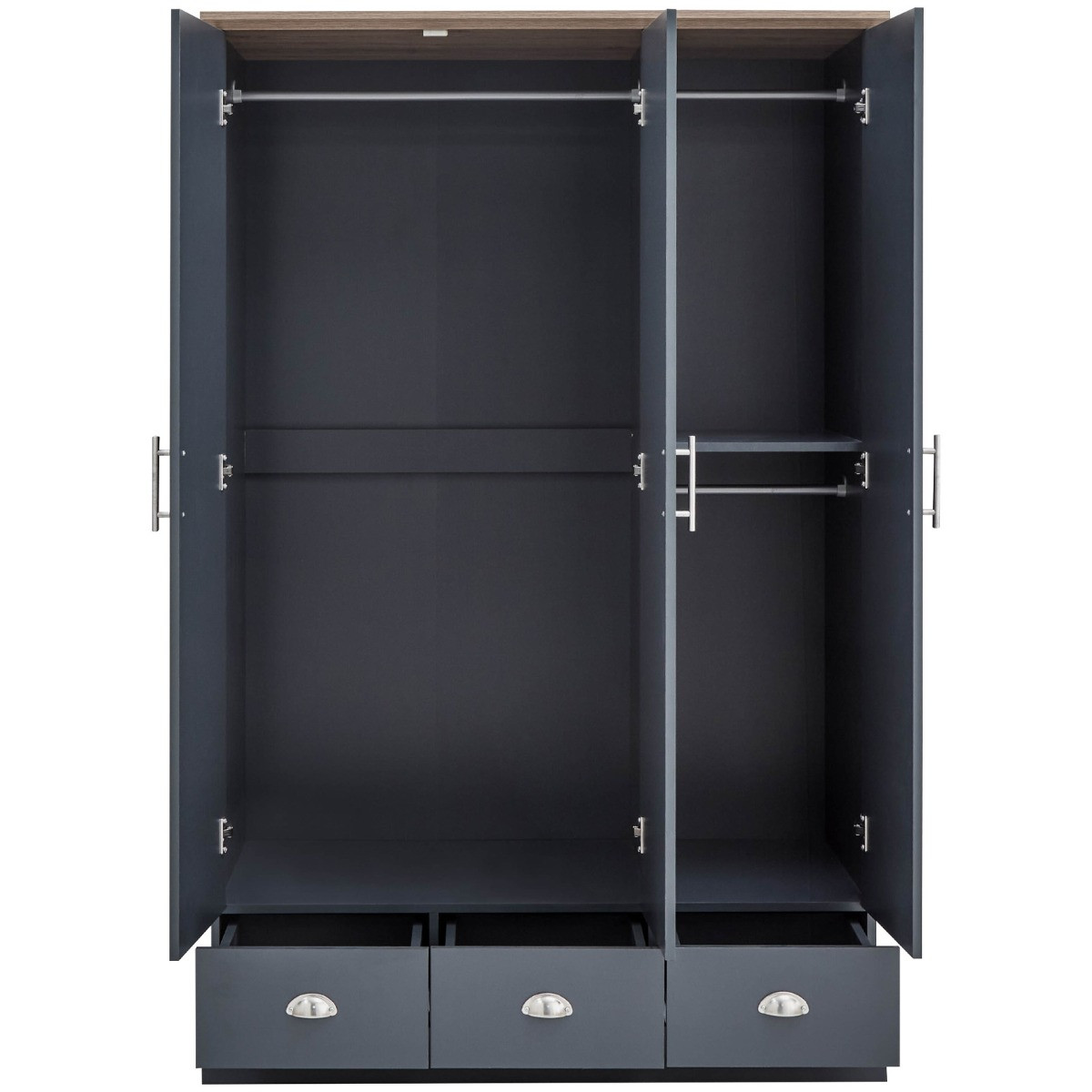 Kendal 3-Door 3-Drawer Wardrobe - Slate Blue>