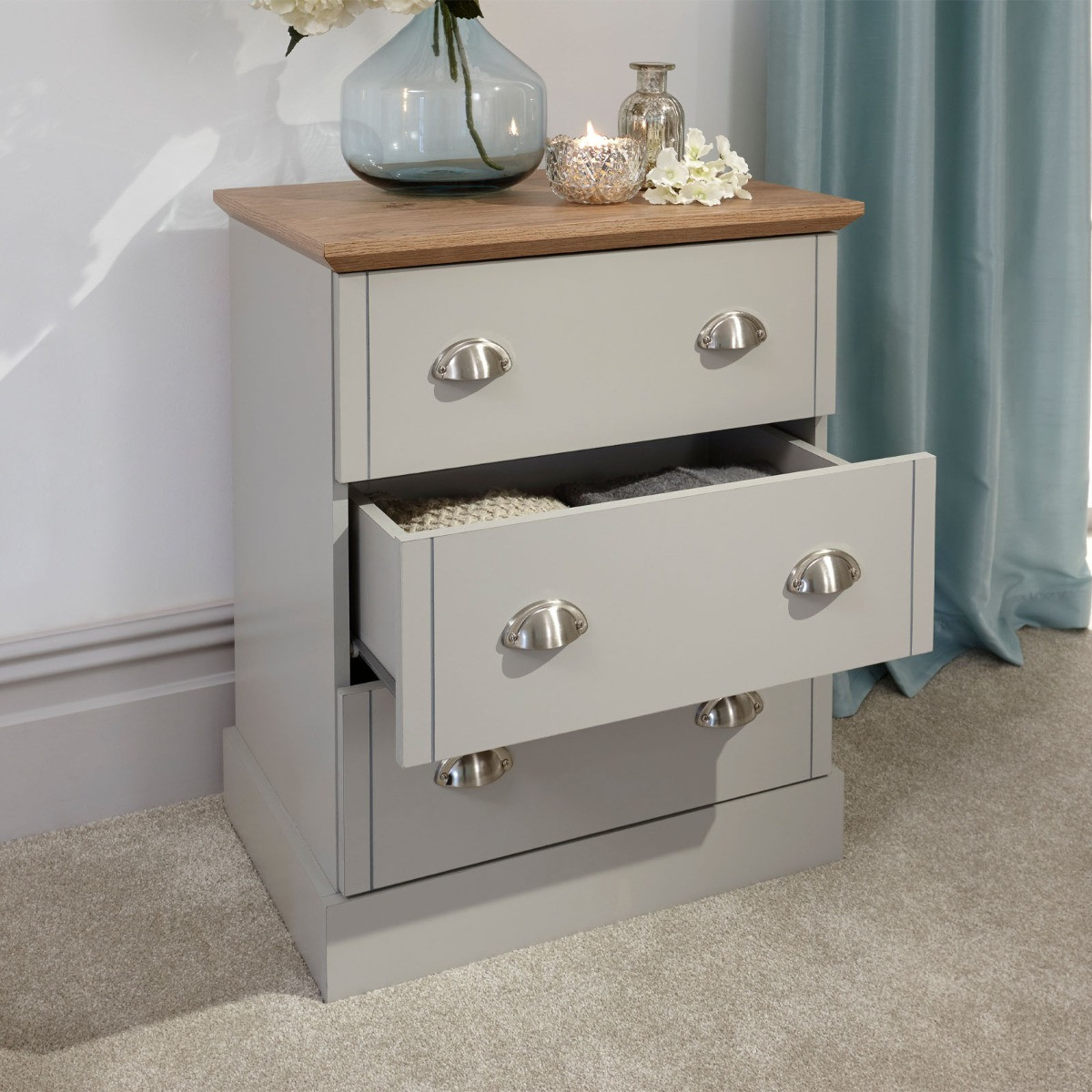 Kendal 3 Drawer Chest of Drawers - Grey>