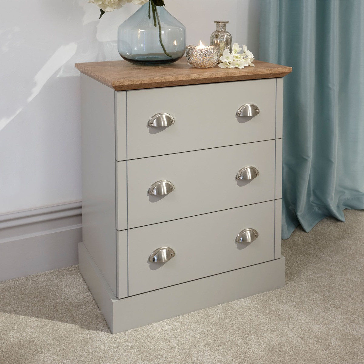 Kendal 3 Drawer Chest of Drawers - Grey>