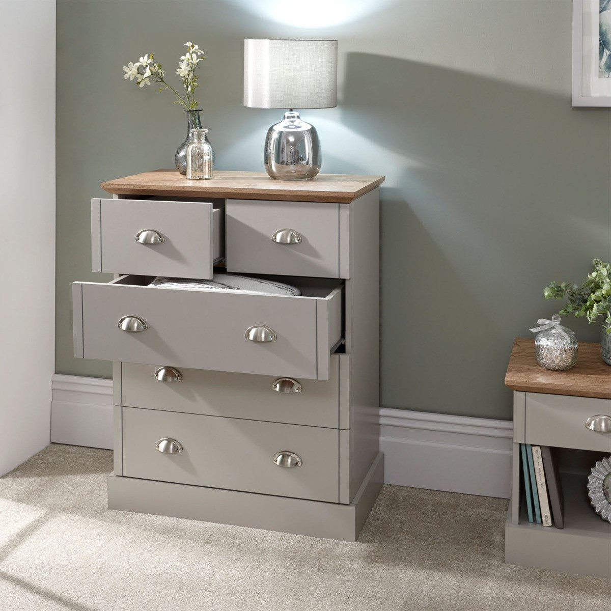 Kendal 2 + 3 Drawer Chest of Drawers - Grey>