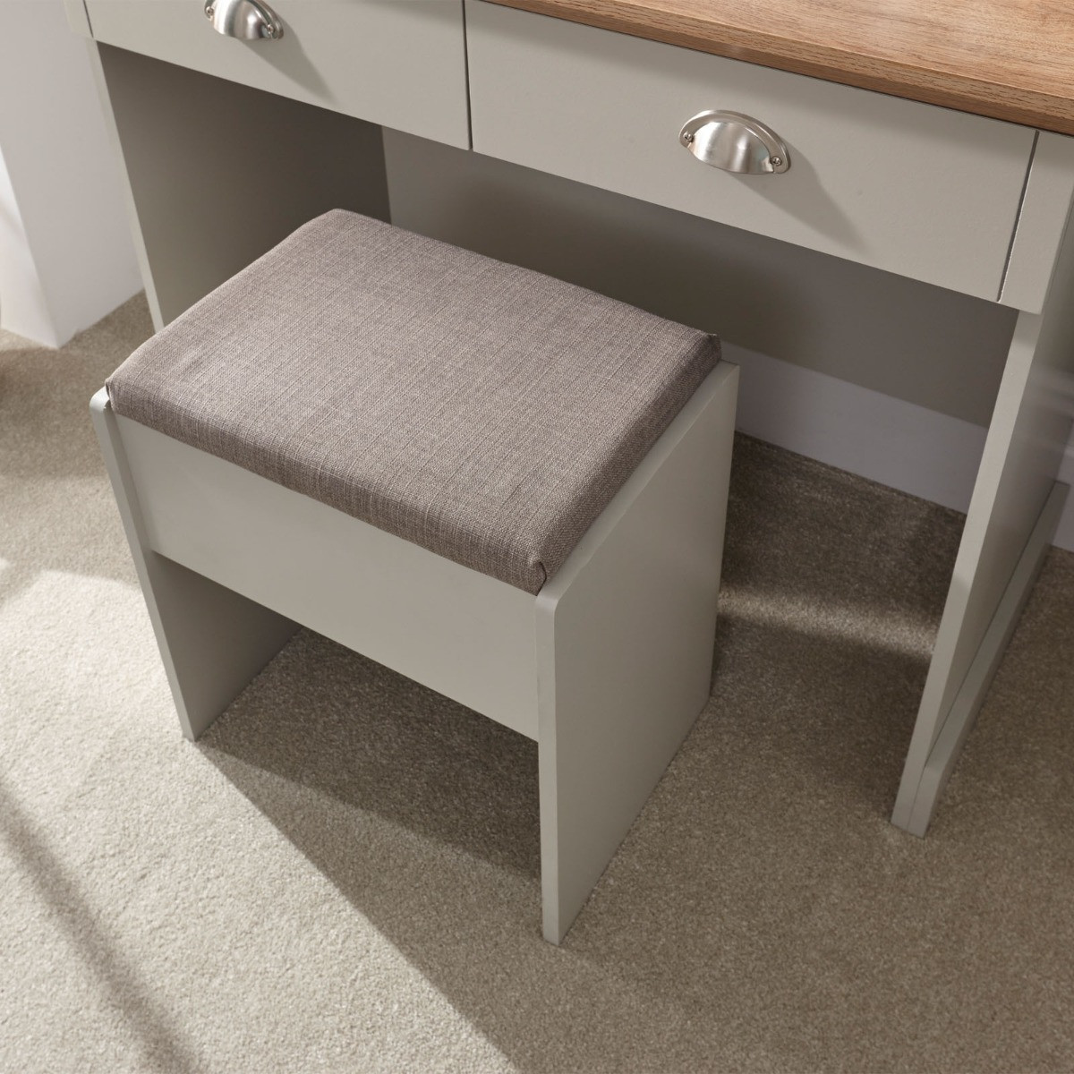 Kendal Dressing Table With Stool - Grey>