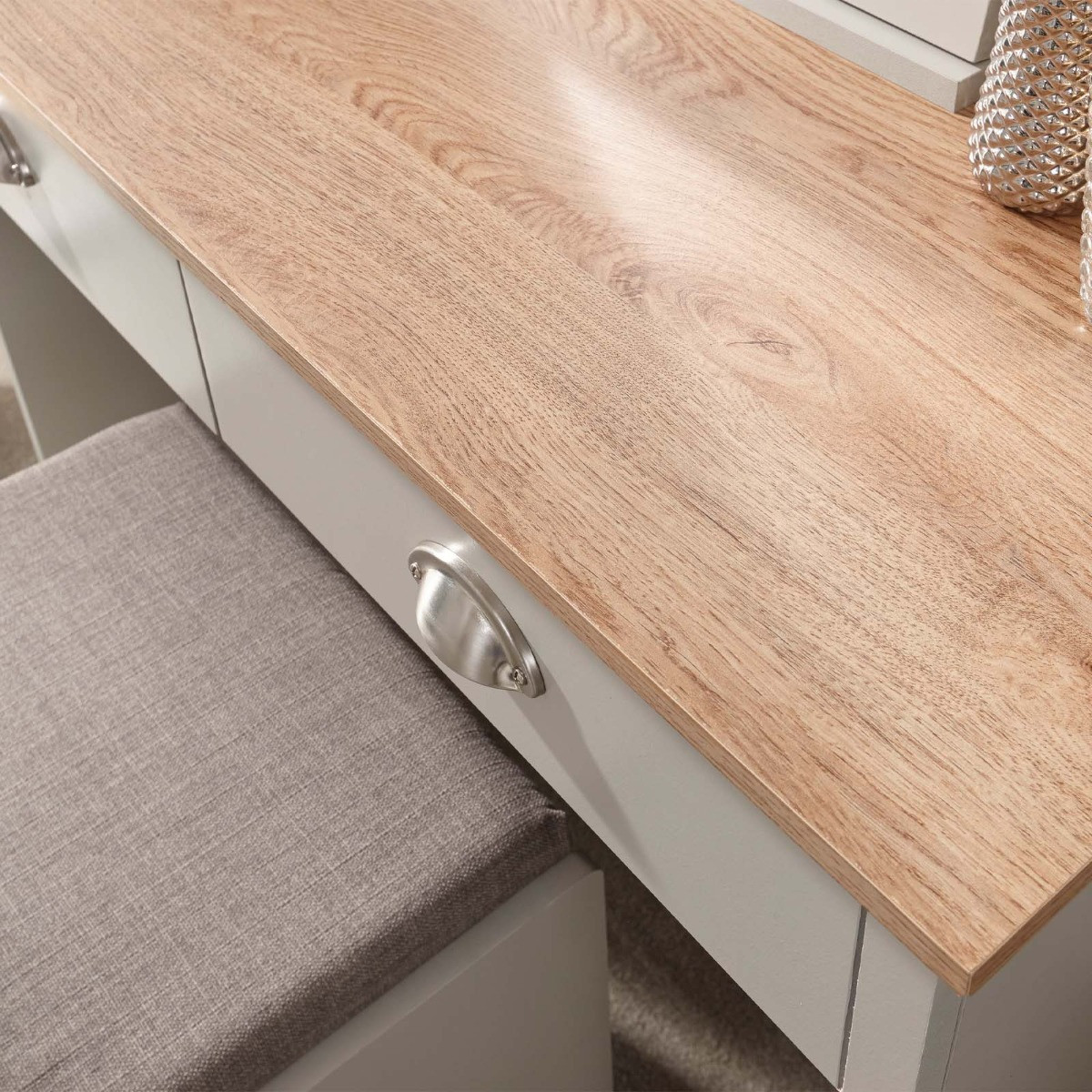 Kendal Dressing Table With Stool - Grey>