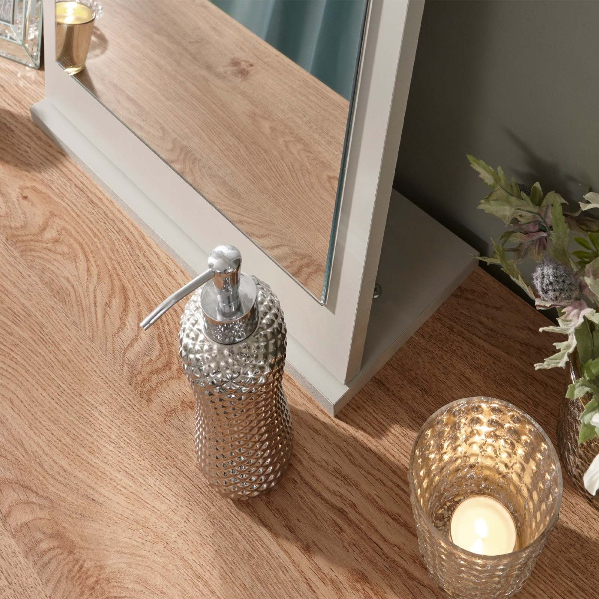 Kendal Dressing Table With Stool - Grey>